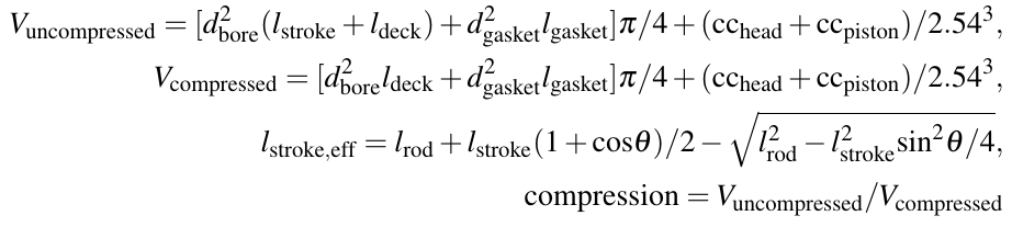 Static and dynamic compression ratio calculator - 396maro Creations